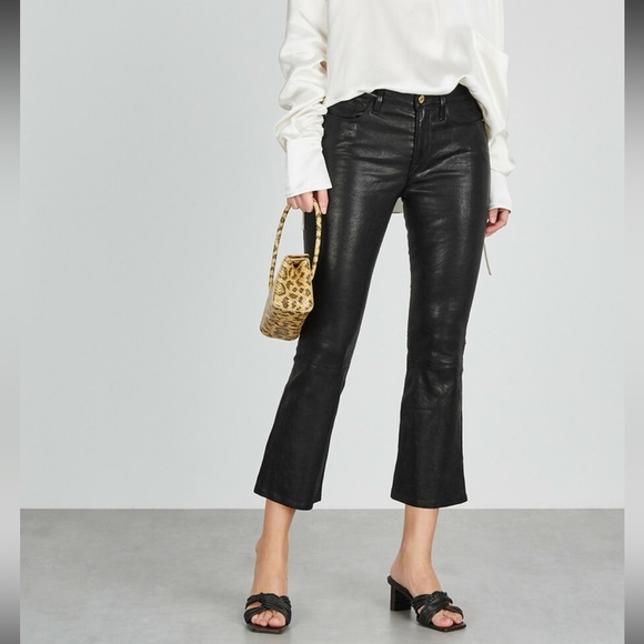 Frame - le crop mini boot - black leather jeans - size 26 - Picture 1 of 13